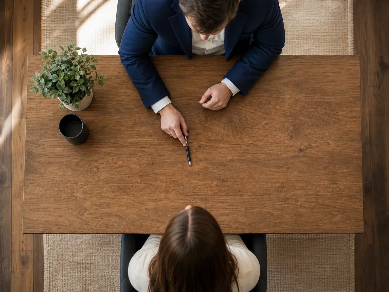 An attorney places a pen directly in front of an injury victim during a same-day consultation